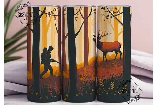 Autumn Elk Hunter Forest 20oz Tumbler Sublimation sassyprint 