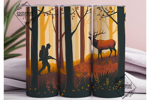 Autumn Elk Hunter Forest 20oz Tumbler Sublimation sassyprint 