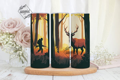 Autumn Elk Hunter Forest 20oz Tumbler Sublimation sassyprint 