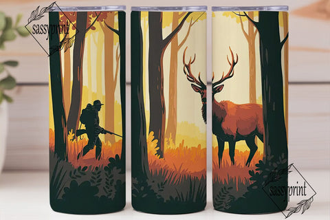 Autumn Elk Hunter Forest 20oz Tumbler Sublimation sassyprint 