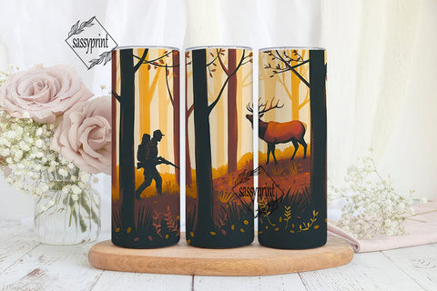 Autumn Elk Hunter Forest 20oz Tumbler Sublimation sassyprint 