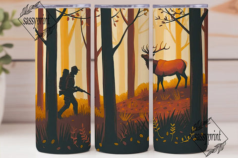 Autumn Elk Hunter Forest 20oz Tumbler Sublimation sassyprint 