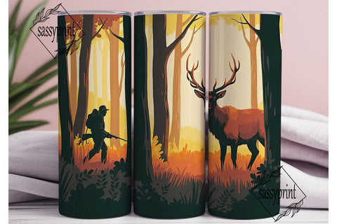 Autumn Elk Hunter Forest 20oz Tumbler Sublimation sassyprint 