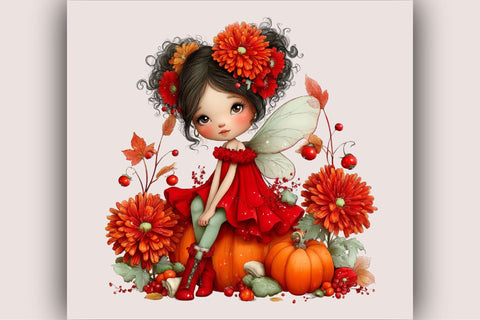 Autumn Fairy Watercolor Clipart PNG Sublimation SVGArt 