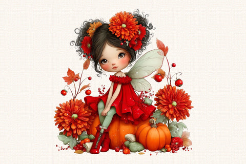 Autumn Fairy Watercolor Clipart PNG Sublimation SVGArt 