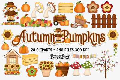 Autumn Fall Clip Arts Illustrations Sublimation CreativeCraftShop 