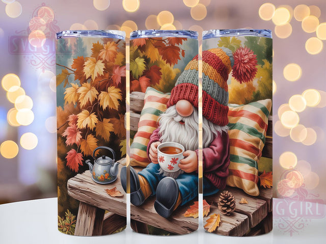 Autumn Fall Cute Gnome Tumbler, Fall Gnome Wrap, 20oz Sublimation, Autumn Drinkware, Cute Gnome Cup, Fall Tumbler Design, Seasonal Gnome Tumbler Sublimation SvggirlplusArt 