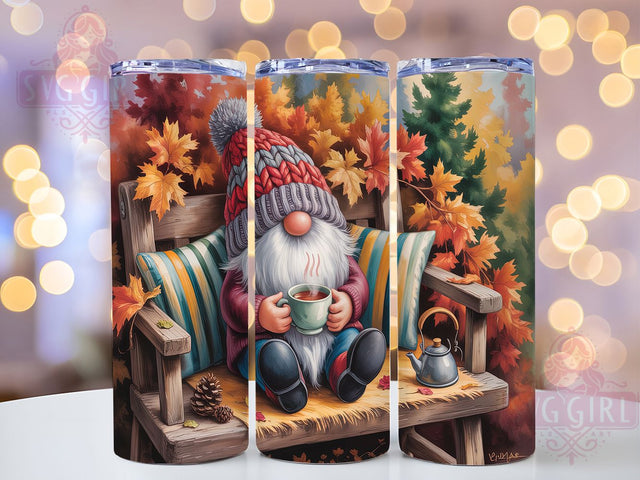Autumn Fall Cute Gnome Tumbler, Fall Gnome Wrap, 20oz Sublimation, Autumn Drinkware, Cute Gnome Cup, Fall Tumbler Design, Seasonal Gnome Tumbler Sublimation SvggirlplusArt 