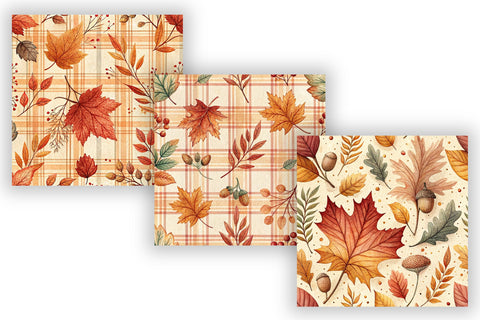 Autumn Fall Digital Paper Pack, Seamless Watercolor Pattern Bundle, Printable Scrapbook Paper, Cozy Harvest Design Collection Digital Pattern FloridPrintables 
