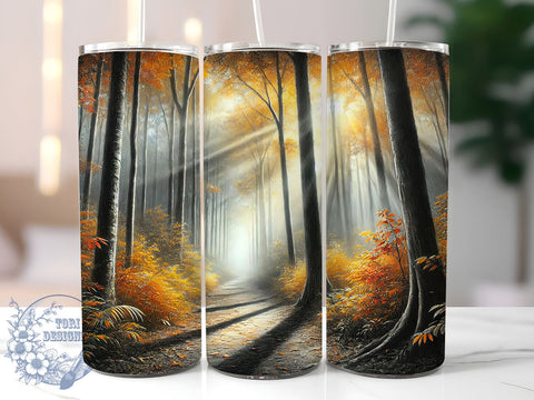 Autumn Fall Foliage Forest Path 20oz Tumbler Wrap, Forest Path, Seasonal Decor, Nature Lover Gift, Sublimation Design Sublimation ToriDesigns 