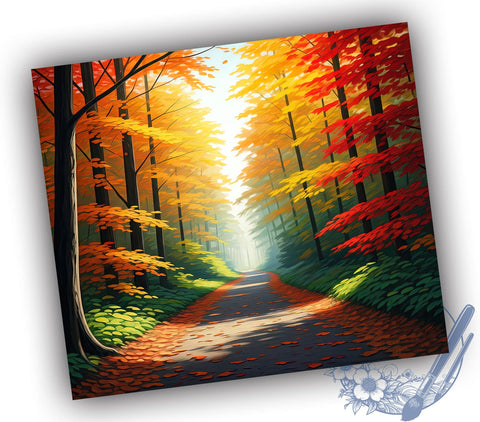 Autumn Fall Foliage Forest Path 20oz Tumbler Wrap, Forest Path, Seasonal Decor, Nature Lover Gift, Sublimation Design Sublimation ToriDesigns 
