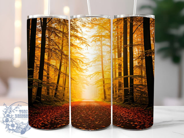 Autumn Fall Foliage Forest Path 20oz Tumbler Wrap, Forest Path, Seasonal Decor, Nature Lover Gift, Sublimation Design Sublimation ToriDesigns 