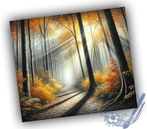 Autumn Fall Foliage Forest Path 20oz Tumbler Wrap, Forest Path, Seasonal Decor, Nature Lover Gift, Sublimation Design Sublimation ToriDesigns 