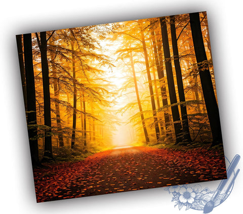 Autumn Fall Foliage Forest Path 20oz Tumbler Wrap, Forest Path, Seasonal Decor, Nature Lover Gift, Sublimation Design Sublimation ToriDesigns 