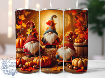 Autumn Fall Gnome Tumbler, Autumn Vibes Tumbler, 20Oz Sublimation, Cute Gnome Printable, Pumpkin Fall Design, Cozy Autumn Wrap, Harvest Season Gnome Sublimation ToriDesigns 