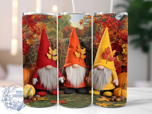Autumn Fall Gnome Tumbler, Autumn Vibes Tumbler, 20Oz Sublimation, Cute Gnome Printable, Pumpkin Fall Design, Cozy Autumn Wrap, Harvest Season Gnome Sublimation ToriDesigns 