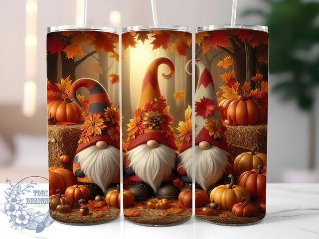 Autumn Fall Gnome Tumbler, Autumn Vibes Tumbler, 20Oz Sublimation, Cute Gnome Printable, Pumpkin Fall Design, Cozy Autumn Wrap, Harvest Season Gnome Sublimation ToriDesigns 