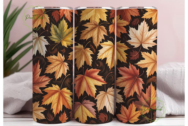 Autumn Fall Leaves 20oz Tumbler Wrap Sublimation PixelChick 