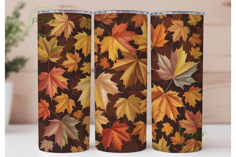 Autumn Fall Leaves 20oz Tumbler Wrap Sublimation PixelChick 