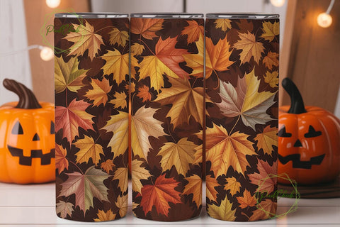 Autumn Fall Leaves 20oz Tumbler Wrap Sublimation PixelChick 