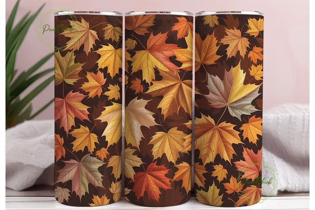 Autumn Fall Leaves 20oz Tumbler Wrap Sublimation PixelChick 
