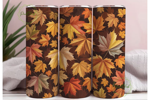 Autumn Fall Leaves 20oz Tumbler Wrap Sublimation PixelChick 