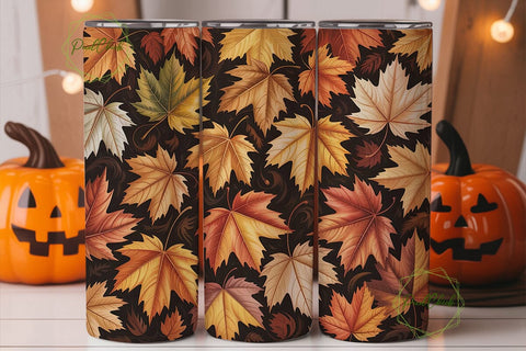 Autumn Fall Leaves 20oz Tumbler Wrap Sublimation PixelChick 