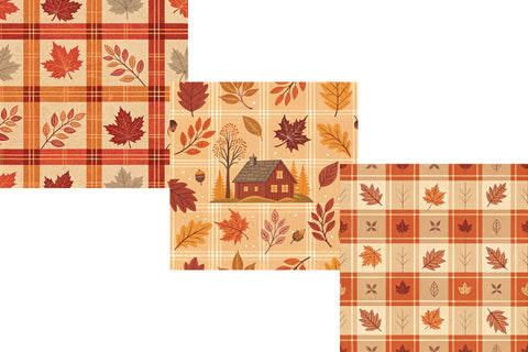 Autumn Fall Plaid Seamless Pattern Digital Paper Digital Pattern FloridPrintables 