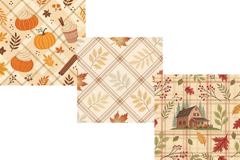 Autumn Fall Plaid Seamless Pattern, Digital Papers Digital Pattern FloridPrintables 