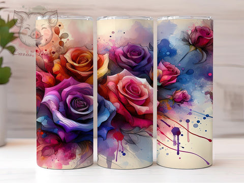 Autumn Fall Rose 20 oz Skinny Tumbler Sublimation Design, Straight & Tapered Tumbler Png, Halloween Flowers Tumbler Png, Digital Download PNG Sublimation Lara' s Designs 