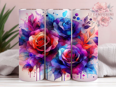 Autumn Fall Rose 20oz Tumbler Wrap PNG, Halloween Flowers Tumbler PNG Sublimation Design, Straight & Tapered Tumbler Wrap, Instant Digital Download Sublimation Li Zamperini 