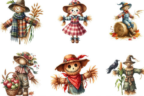 Autumn Fall Scarecrow Clipart Sublimation SVGista 