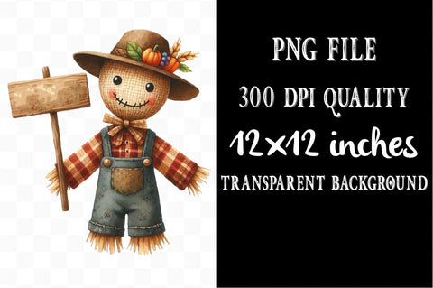 Autumn Fall Scarecrow Clipart Sublimation SVGista 