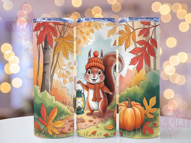 Autumn Fall Squirrel Woodland Tumbler, Autumn Squirrel Wrap, 20oz Sublimation, Cute Squirrel Cup, Woodland Animal Tumbler, Fall Drinkware, Autumn Tumbler Design Sublimation SvggirlplusArt 