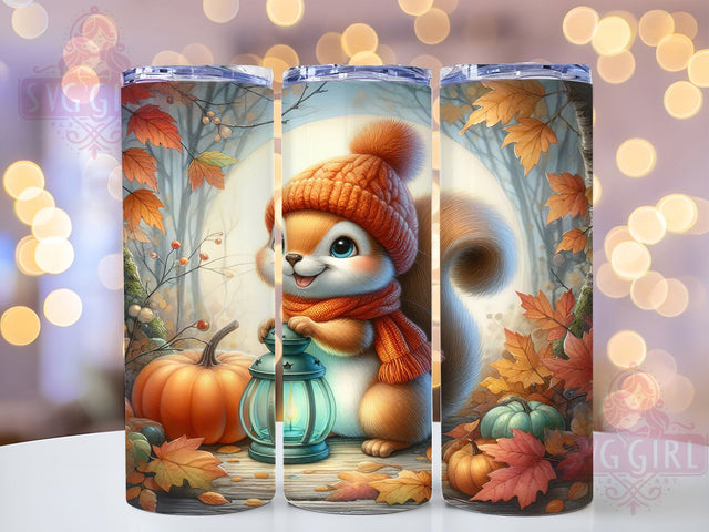 Autumn Fall Squirrel Woodland Tumbler, Autumn Squirrel Wrap, 20oz Sublimation, Cute Squirrel Cup, Woodland Animal Tumbler, Fall Drinkware, Autumn Tumbler Design Sublimation SvggirlplusArt 