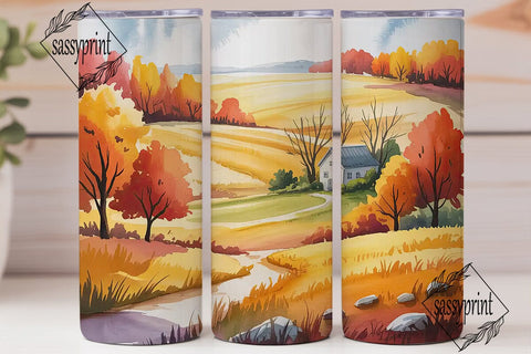 Autumn Farmhouse 20oz Tumbler Wrap Sublimation sassyprint 
