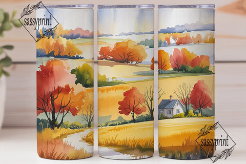 Autumn Farmhouse 20oz Tumbler Wrap Sublimation sassyprint 