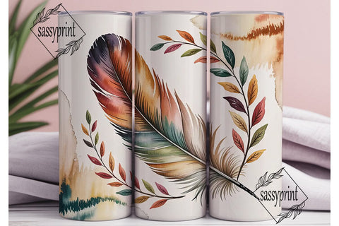 Autumn Feathers 20oz Tumbler Wrap Sublimation sassyprint 