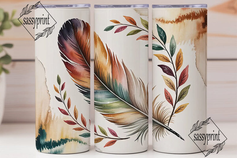 Autumn Feathers 20oz Tumbler Wrap Sublimation sassyprint 
