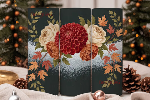 Autumn Floral 20oz Tumbler Wrap Sublimation DesignSVG 