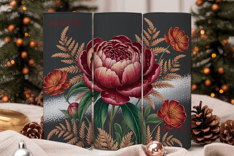 Autumn Floral 20oz Tumbler Wrap Sublimation DesignSVG 