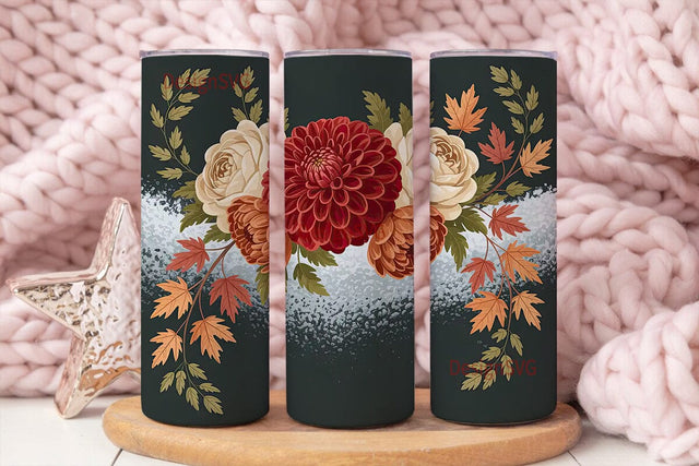 Autumn Floral 20oz Tumbler Wrap Sublimation DesignSVG 
