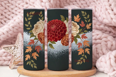 Autumn Floral 20oz Tumbler Wrap Sublimation DesignSVG 