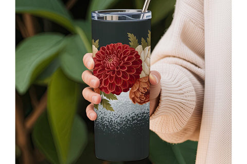 Autumn Floral 20oz Tumbler Wrap Sublimation DesignSVG 