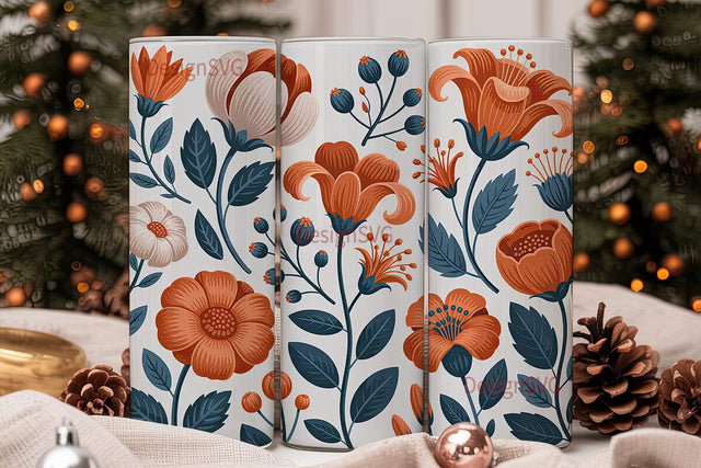 Autumn Floral 20oz Tumbler Wrap Sublimation DesignSVG 