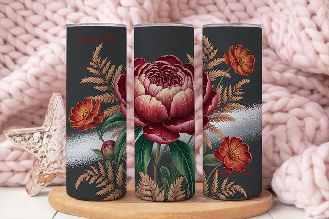 Autumn Floral 20oz Tumbler Wrap Sublimation DesignSVG 