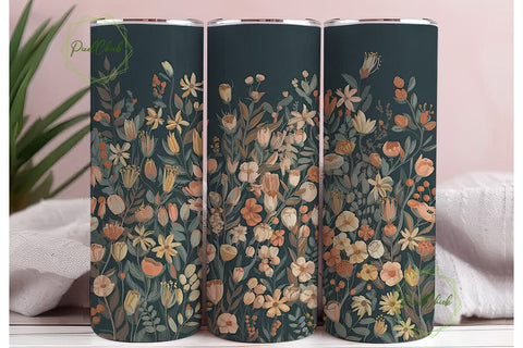 Autumn Floral 20oz Tumbler Wrap Sublimation PixelChick 