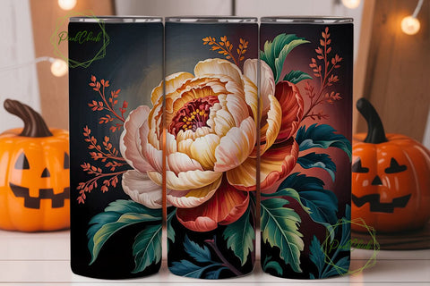 Autumn Floral 20oz Tumbler Wrap Sublimation PixelChick 