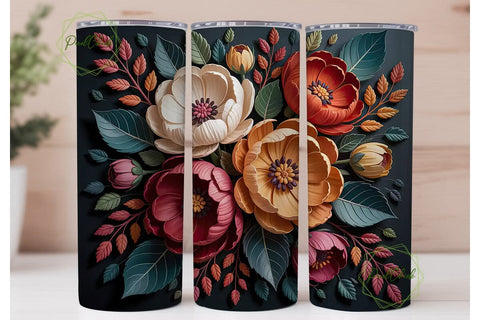 Autumn Floral 20oz Tumbler Wrap Sublimation PixelChick 