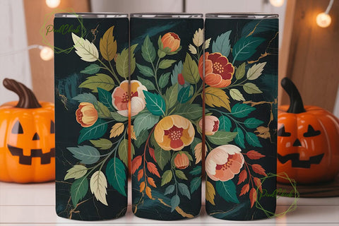 Autumn Floral 20oz Tumbler Wrap Sublimation PixelChick 